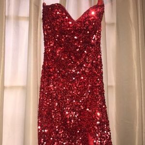 red sequin dress